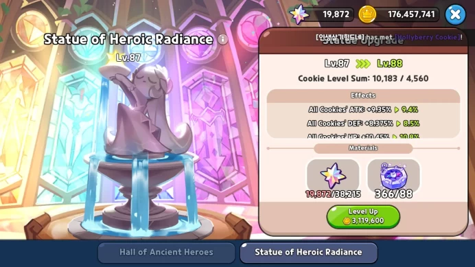 CRK422: Lv72 - 3672kPowers - Castle level 15 - 160/160 Cookie - DarkCacao ( 2 skin Mystic ) - 42k Crystal