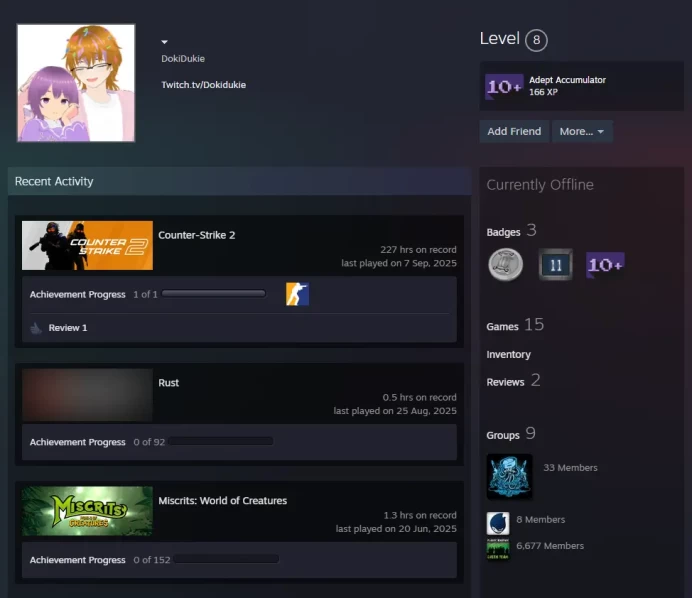 15Game-Rust-CS2 Prime 227 hours+4Medals(2020 Service Medal/5Y/Loyalty Badge/Global Offensive Badge)Inventory 5$