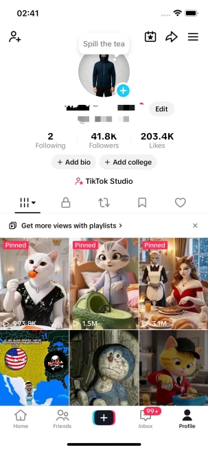 Instanly Delivery/ Monetized 41K Followers+200K Likes Account/ Creator Rewards Program Activated/ Live Stream/ Full Access