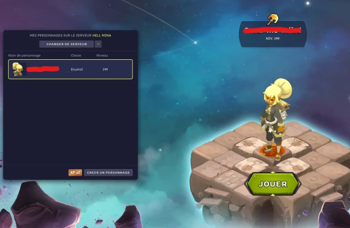 [Hellmina] Eliotrope LVL 199 +1M Kamas - Non Certifié - Compte UP à la main - Instant Delivery !