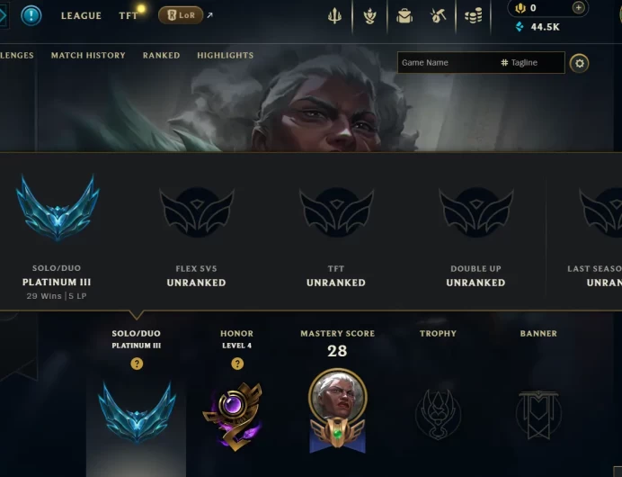 [EUW] S16! - SPLIT 1! - Platinum 3  - 44.5K BE - Honor 4 - Instant Delivery - Ranked Ready