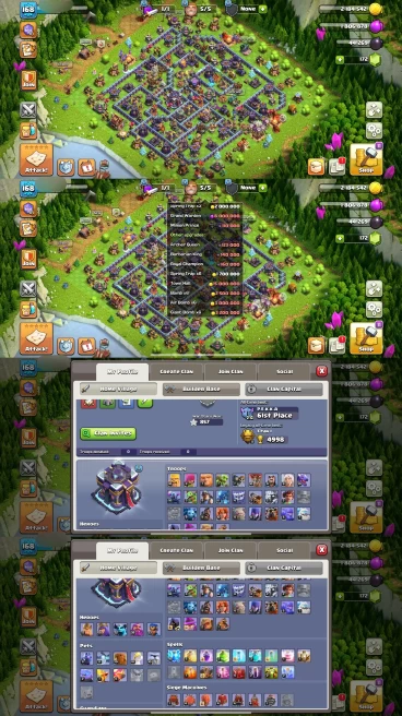 AR188- TH15 Almost Max | XP 168 | BK72 AQ68 MP52 GW39 RC33 | 7 Epic Equipment | 100% Secure SCID | iOS & Android
