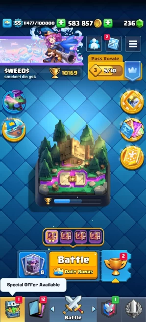 [Code 9087] Level 55 + BS 27k Trophy Shelly Star / 1 Cards Max + 8 Skins Towers / Very Cheap
