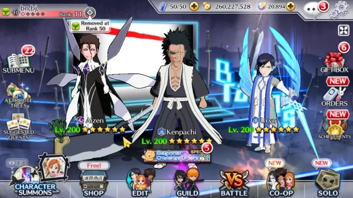 [GLOBAL]20K Orbs+Fresh All Story|Lv 200(Kenpachi 9th,Gin Parasol,Uryu 7th,Aizen 6th),Kon New Year,Shunsui Fierce,Etc|SS(BBS2154)