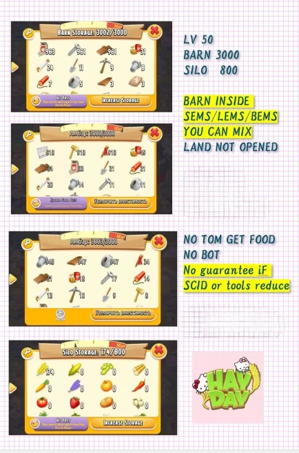 [JHD6a] (ios & Android)Level 50+, Barn 3000+ ,SILO 800+, Land not opened,  Full Access