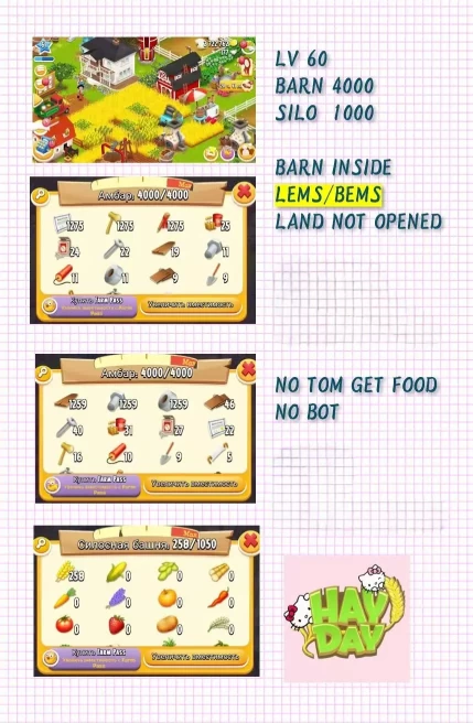 [jHD7] (ios & Android)Level 60+, Barn 4000+ ,SILO 1000+, Land not opened, Full Access