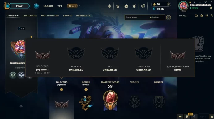 EUW -(S16) IRON 1(56LP) - 79 Champ - 26 Good Skins(2 Legendary, 17 Epic) - 30.1K BE - S11 ACC - FULL ACCES - LIFETIME WARRANTY - CHEAP