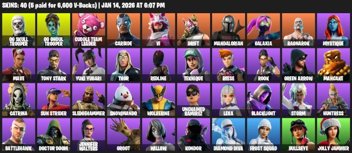 40 Skins | OG Skull Trooper | OG Ghoul Trooper | Unchained Ramirez