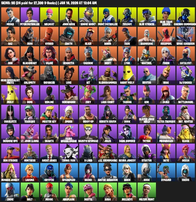 98 Skins | Wildcat | John Wick | Blue Team Leader | Gold Midas | Leviathan Ax | Reckoning | Reaper