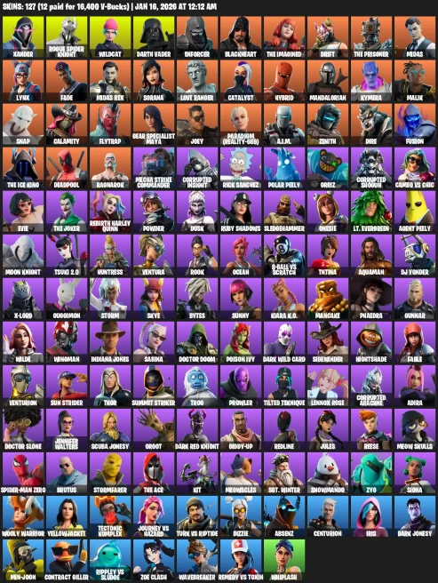 127 skins | Wildcat | Rogue Spider Knight | + access to mail