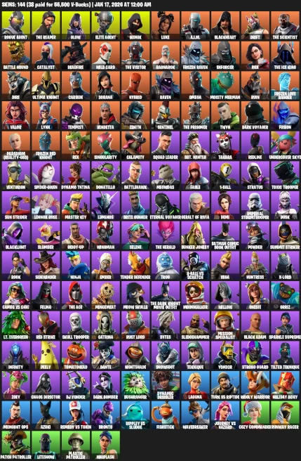 144 Skins | Cur 1 | IKONIK | The Reaper | Glow | 2-x Agents | Take The L