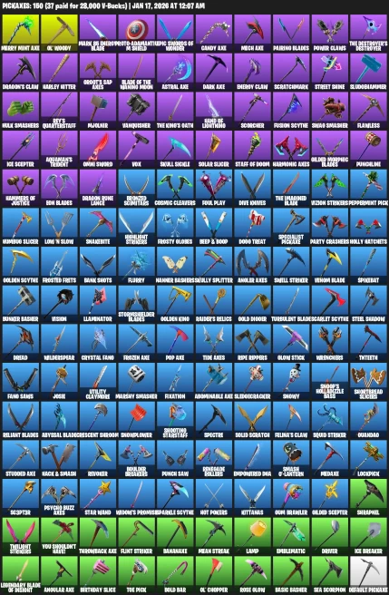 150 skins | IKONIK | Merry Mint Axe | OG STW