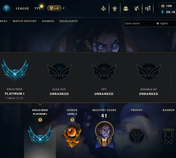 [EUW] S16! - SPLIT 1! - Platinum 1 - 58.1K Be - Honor 5 - Instant Delivery