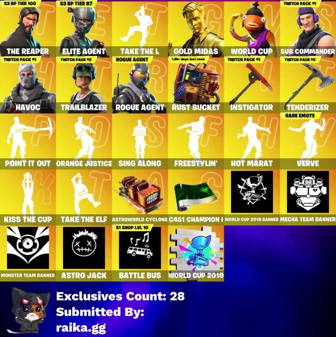[PC/XBOX] 146 skins | The Reaper | Elite Agent | Gold Midas | WORLD CUP | Sub Commander | Havoc | Trailblazer | Rogue Agent | Valeria 
