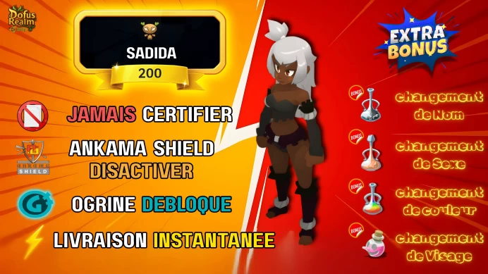 Sadida Niveau 200 Brial • Jamais Certifié • Ultra Sécurisé