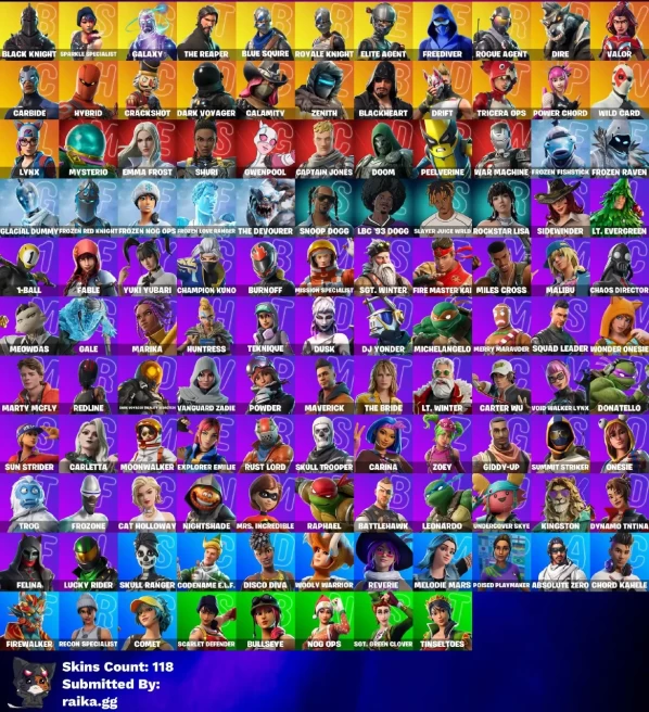 [PC] 118 skins | Black Knight | Galaxy | The Reaper | Blue Squire | Royale Knight | Elite Agent | Freediver 