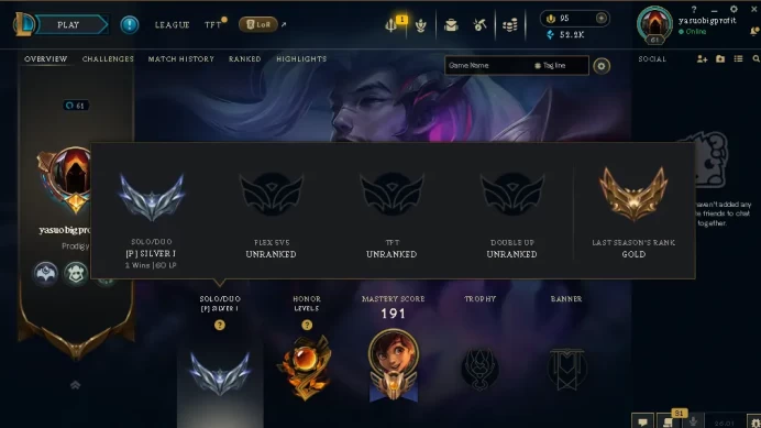 EUW / SILVER 1(60LP) %100WR/ 79 Champ / 14 Good Skins(2 Legendary, 3 Epic) / 52.2K BE / S12 ACC / 61 LVL / FULL ACCES / HANDMADE / CHEAP