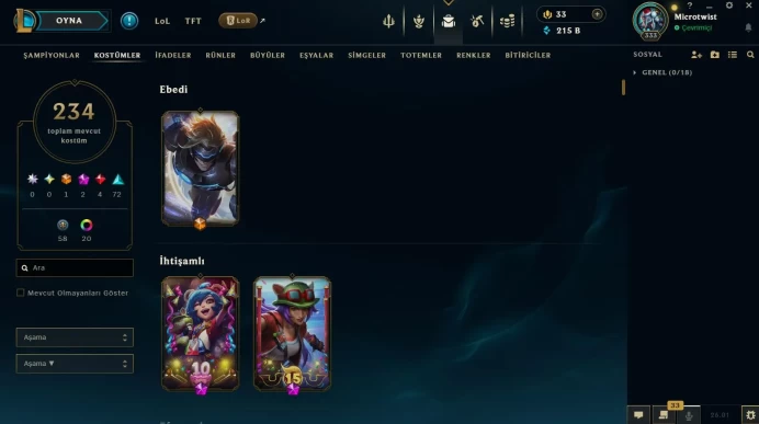 EUW | 234 SKIN | UNRANKED | 333 LVL | 215K+ BE | MAIL CHANGEABLE LEAGUE OF LEGENDS ACCOUNT
