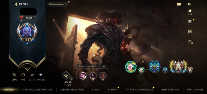 [Code 9119] Level 124 + 58 Skins / Peak Elo Challenger / Skins Jade Dragon Wukong / Very Rare 