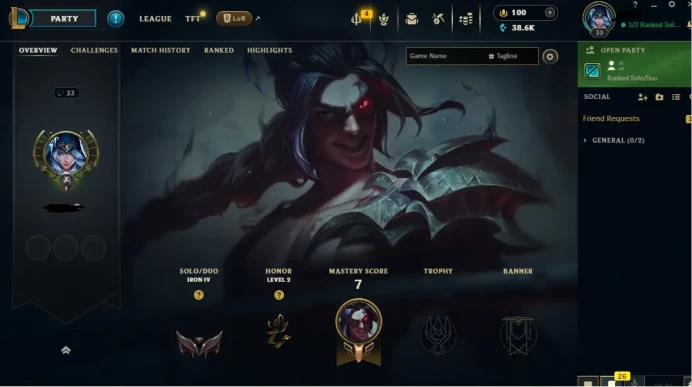 EUW -  [10MIN LOW QUEUE] SAFE SEASON16 IRON 4 0LP | 38600 BE | PLACEMENTS DONE | 1W 19L | INSTANT DELIVERY | LOW MMR | UNVERIFIED EMAIL |  #2727