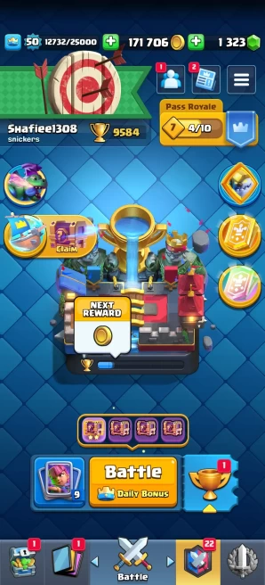 [Code 9124] Level 50 / 4 Cards Level 15 + 3 Skins Towers / Very Cheap