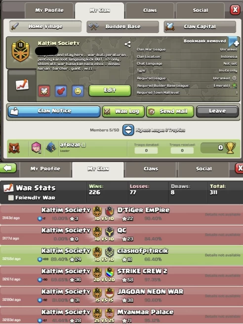 Clan level 11 / Unranked / Good War log