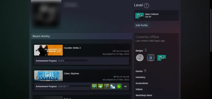 Gold Vanguard,Bloodhound,Wildfire,Hydra, 10Y + 5 other games_ <<FACE IT>>_7 Level Steam_Last Online 3 year ago _5Y, Global, Loyalty_297hrs`