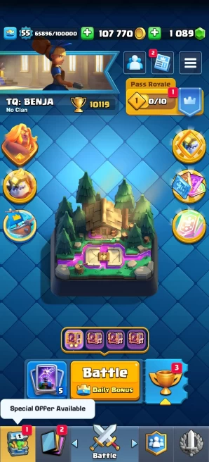 [Code 9150] Level 55 + BS 31k Trophy / 1 Cards Max + 9 Skins Towers / Very Cheap