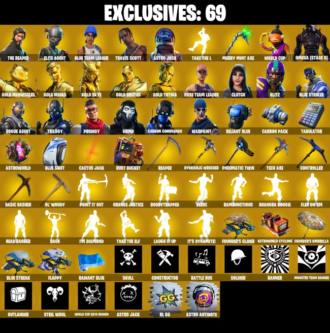Full Access | 232 skins | OG STW | Travis Scott | Astro Jack | Merry Mint Axe | The Reaper | Elite Agent | Blue Team Leader | WORLD CUP | Omega