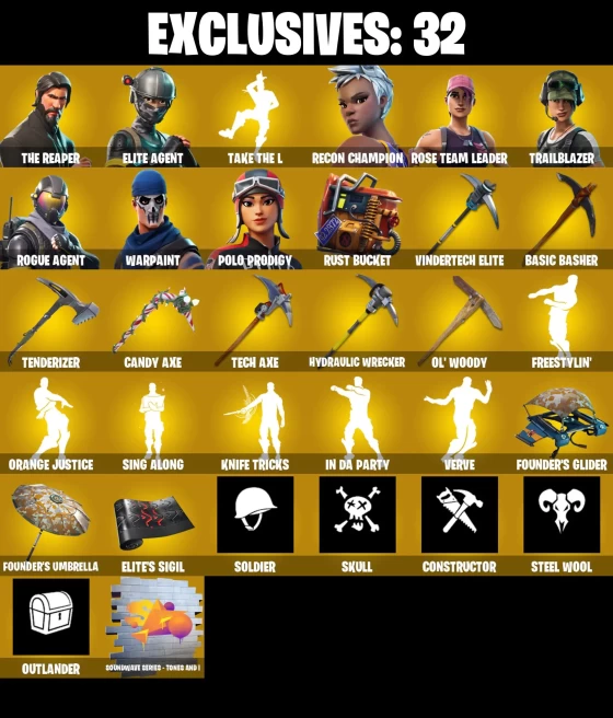 [PC/PSN] 261 skins | OG STW | The Reaper | Elite Agent | Polo Prodigy | Recon Champion | Trailblazer | Rogue Agent | Omegarok | Valeria | The Vi