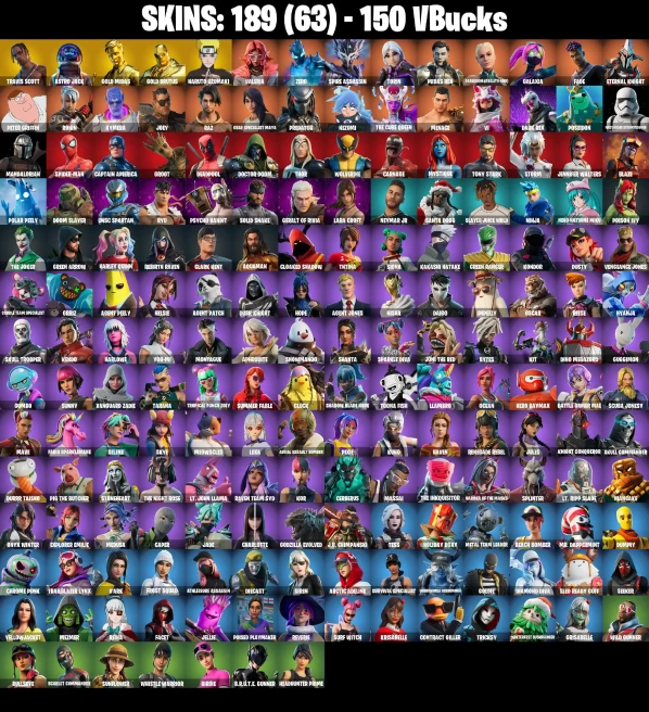 Full Access | 189 skins | Travis Scott | Astro Jack | Leviathan Axe | Gold Midas | Gold Brutus | Naruto Uzumaki | Valeria | Spire Assassin