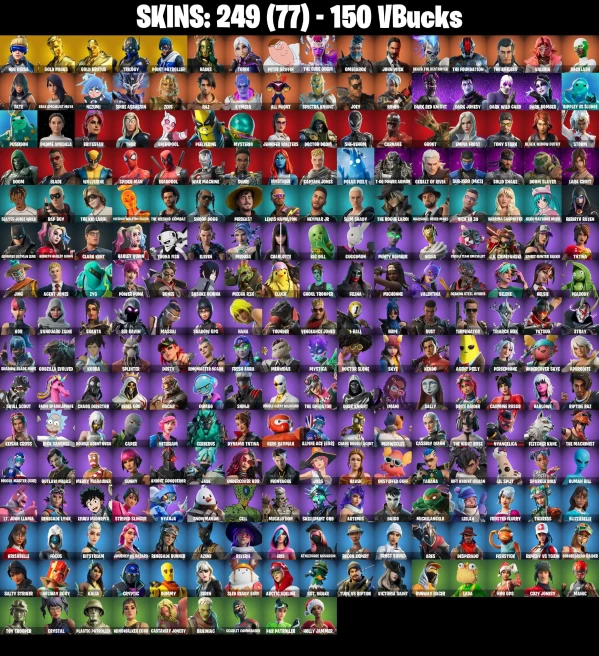 Full Acces | 249 skins | Candy Axe | Neo Versa | Gold Midas | Gold Brutus | Trilogy | Point Patroller | Hades | Torin | Peter Griffin | The Cube
