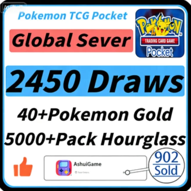 【Global】2450 Draws |5000+Pack Hourglass | 2500+Wonder Hourglass | 40+Pokémon Gold | AR Card: 1-6 Random