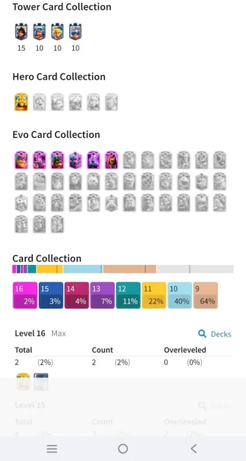clash royale level 55, king tower LV 15, 6 Evo card, C5163