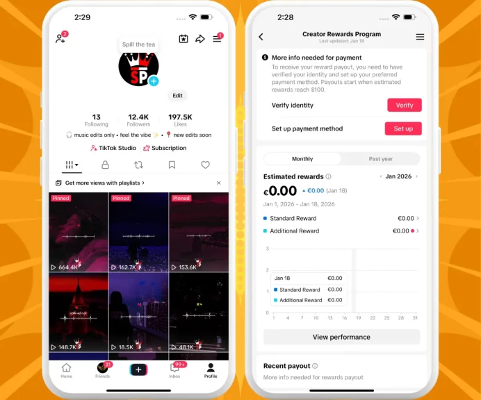 France Monetized Account Creator Rewards Program Active | 12k Real Followers & 197k Likes| Real Screenshots + Full Access + Acc in Good Standing