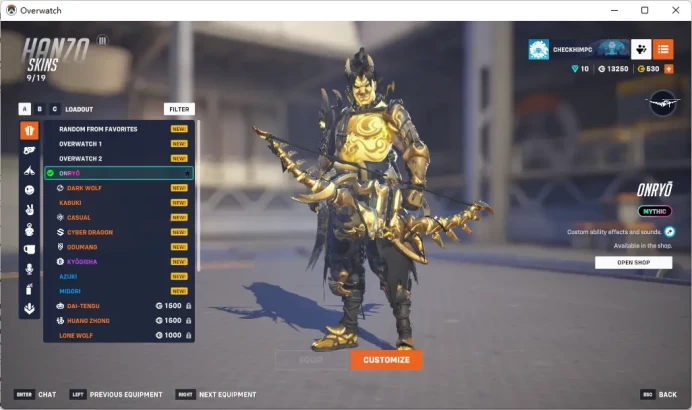 WIDOWMARKER / SPELLBINDER / HANZO / ONRYO / 12 Gold Weapons / Full Mail Access / see the picture / Please Read Description / rycwm