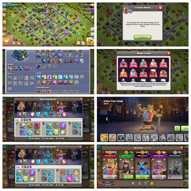 M216【6 Epic Max】Th 12 Full Max◈Hero: 65,65,25,40◈NC Free◈Epic: GG,SB/FA,MM/FB,HT◈Xmas Tree◈Queen Upgrading 64 to 65