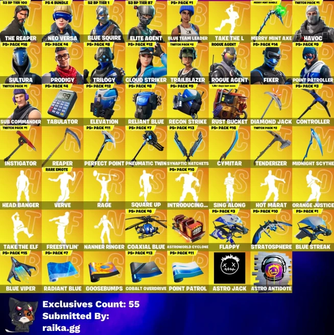[PC/PSN] 195 skins | The Reaper | Merry Mint Axe | Blue Squire | Elite Agent | Blue Team Leader | Havoc | Sultura | Prodigy | Trilogy