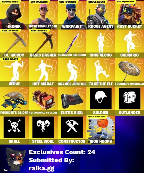 [PC/PSN/XBOX] 86 skins | IKONIK | OG STW | Rogue Agent | Valeria | Raven | Sentinel | Calamity | Carbide | Drift | Rox | Hybrid