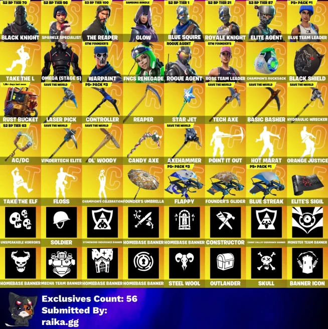 [PC] 290 skins | OG STW | Black Knight | Sparkle Specialist | The Reaper | Glow | Blue Squire | Royale Knight | Elite Agent | 
