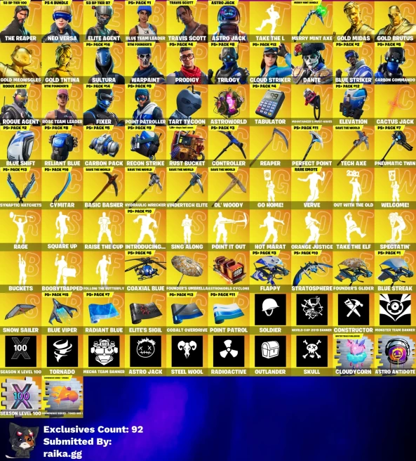 [PC/XBOX] 316 skins | Travis Scott | OG STW | The Reaper | Neo Versa | Elite Agent | Blue Team Leader | Astro Jack | Gold Midas 