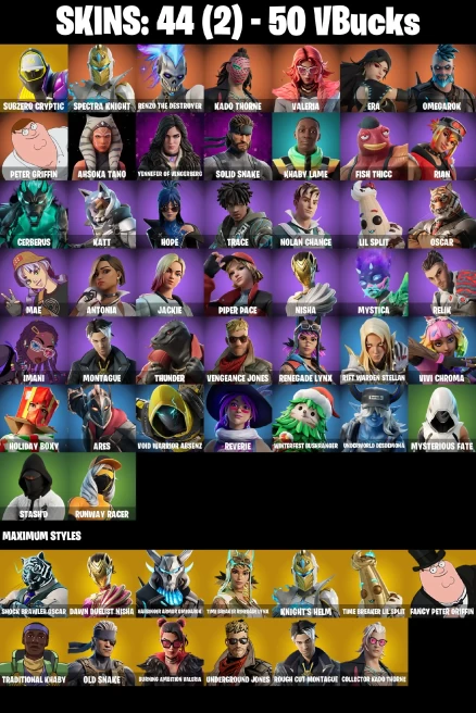 (PC/PSN/XBOX) 50 VB) 44 SKINS / Subzero Cryptic | Spectra Knight | Renzo the Destroyer | Kado Thorne | Valeria | Era | Omegarok /