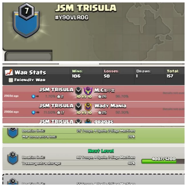C111◆NAME:JSM TRISULA◆LEVEL:7◆POSITIVE WAR LOG: WINS-106 / LOSS-50◆Ready for War◈EXTRA ORDINARY STORE