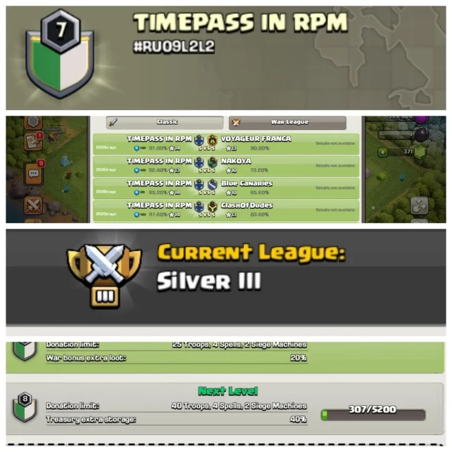 C117◆NAME: TIMEPASS IN RPM◆CLAN LVL 7◆POSITIVE WAR LOG◆INSTANT TRANSFER LEADERSHIP◈EXTRA ORDINARY STORE