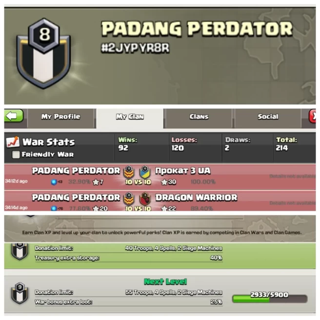 C153◆NAME: PEDANG PERDATOR◆LEVEL: 8◆WAR LOG: WINS-92,LOSS-120◆INSTANT DELIVERY◈EXTRA ORDINARY STORE