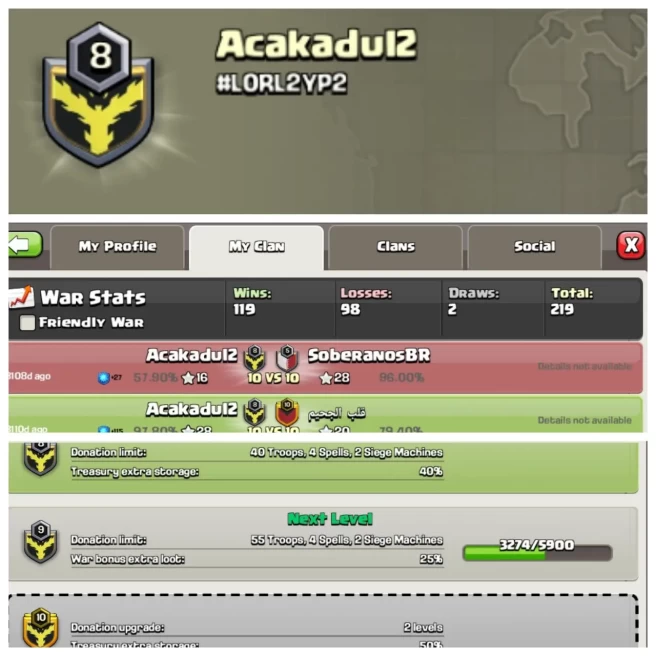 C161◆NAME: Acakadui2◆LEVEL: 8◆POSITIVE WAR LOG: WINS-119,LOSS-98◆KYC SELLER◈EXTRA ORDINARY STORE