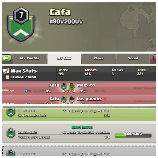 Name Change Clan to your Name▰C168▰CLAN NAME: Cafa▰CLAN LEVEL: 7▰WAR LOG: WINS-99,LOSS-125▰BEST PRICE IN MARKET◈EXTRA ORDINARY STORE