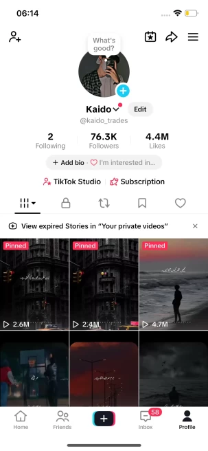 Instanly Delivery/ Monetized 76K Followers+4M Likes Account/ Creator Rewards Program Activated/ Full Access