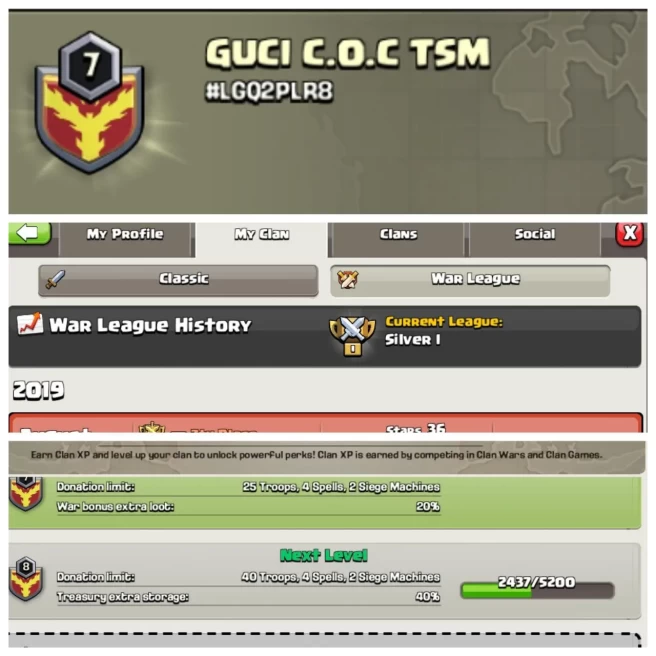 C206◆CLAN NAME: GUCI C.O.C TSM◆CLAN KEVEL: 7◆WAR LIG: SILVER I◆BEST PRICE IN MARKET ◈EXTRA ORDINARY STORE