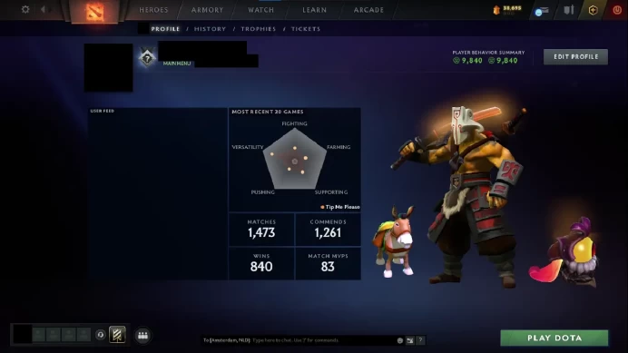 45LVL_Behavior: 9840_Previous Rank: Legend 2 (3224-3387MMR)_<<30 Days Warranty>> _1370 hours_No Vac